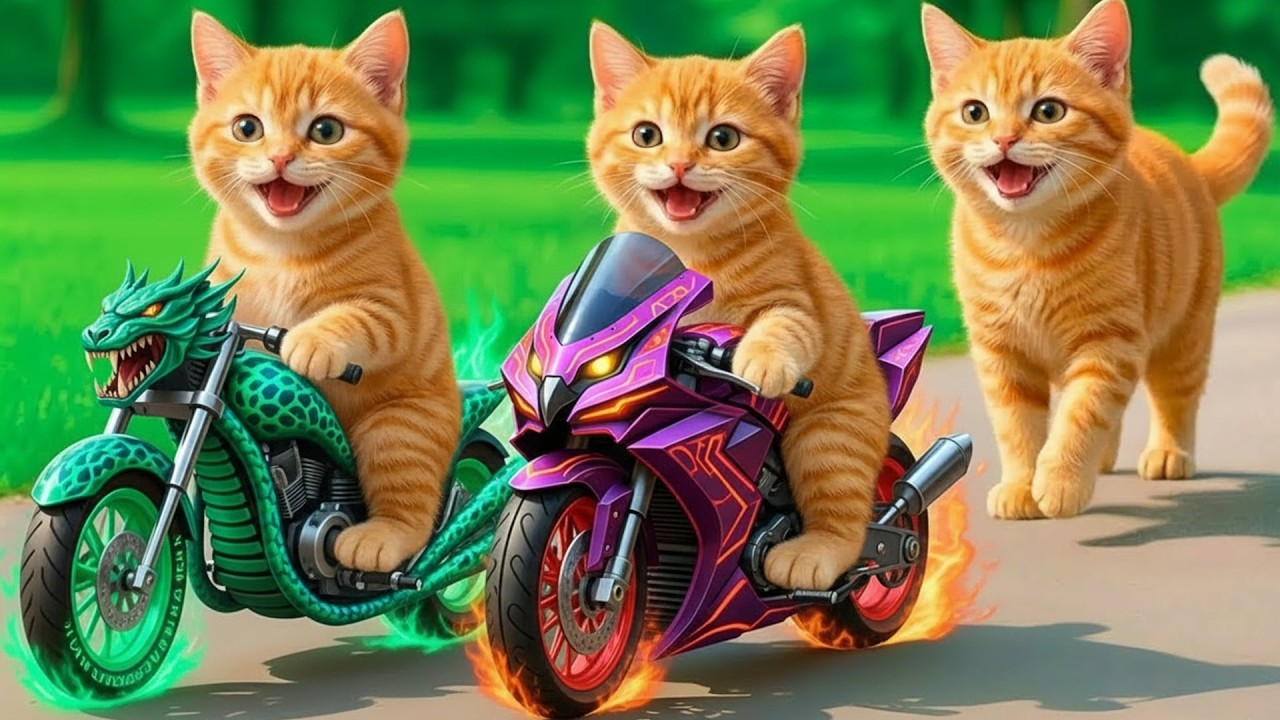 Kittens Drive Crazy Motorcycles 🏍️ on a Revenge Mission to Rescue Mama Cat from a Bully 💥🐱