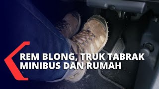 Diduga Rem Blong, Truk Tabrak Minibus dan Bangunan