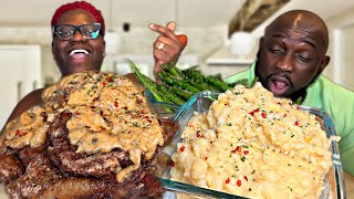 SMOTHERED STEAK & MASHED POTATOES| MUKBANG EATING SHOW!