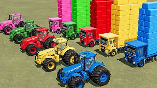 GIANT TRACTOR OF COLORS! Massey FERGUSON Tractors & MAN Loader Truck! SILAGE BALING, LOAD! FS22