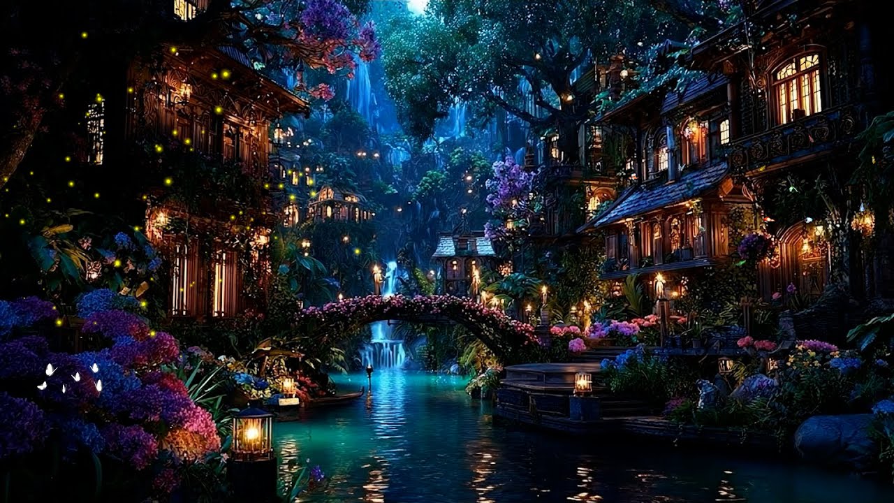 Fairy Music | Soothing Water Flows: Enchanted Night Garden Atmosphere for Stress Relief