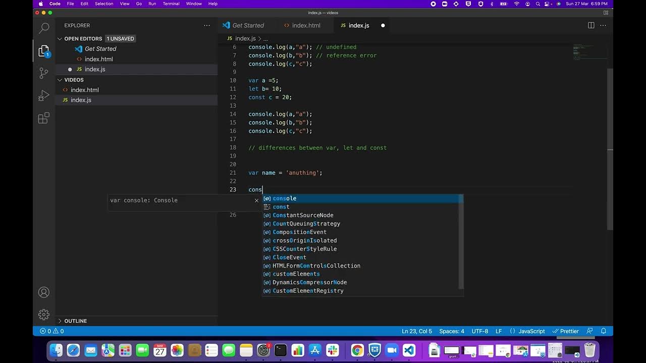Hoisting in Javascript , differences between var, let and const