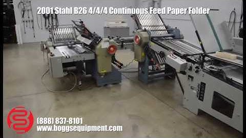 2001 Stahl B26 4/4/4 Continuous Feed Paper Folder with 8 Page 16 page and Roll-away Stacker