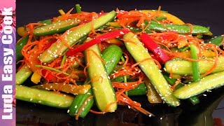 Улетная ЗАКУСКА САЛАТ с огурцами по-корейски. СЪЕДАЕТСЯ МОМЕНТАЛЬНО! Korean Cucumber Salad Recipe