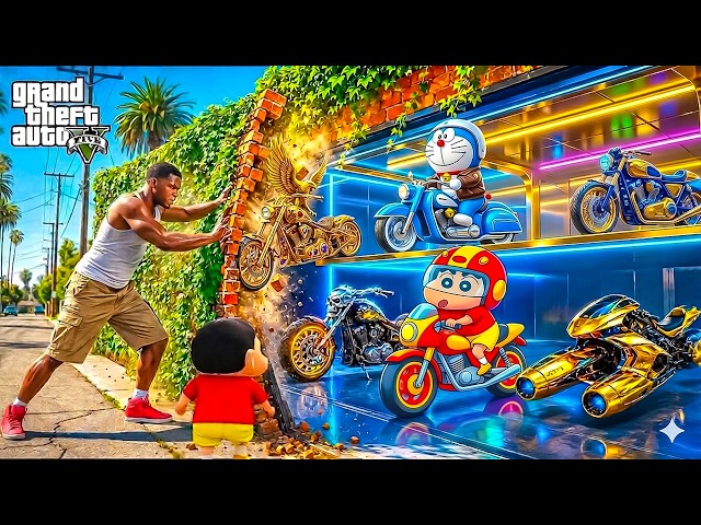 Franklin & Shinchan Discovered A Secret Superbike Garage in GTA 5! | GTA 5 Telugu Gameplay