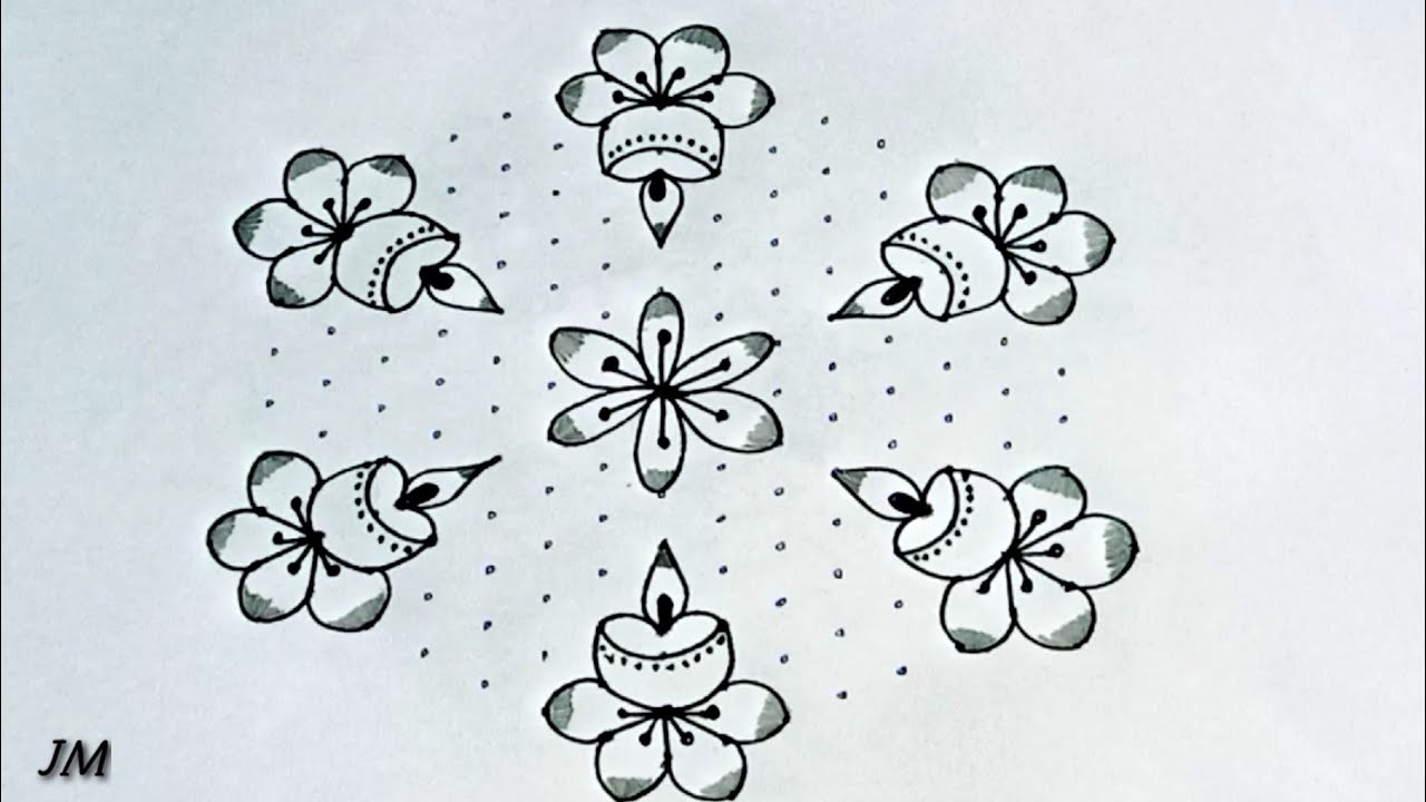 15*8 dots rangoli|DIWALI special traditional rangoli|easy rangoli|easy kolam|BY JM CREATIONS