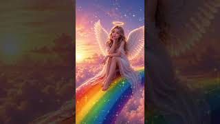 Angel Sitting on a Rainbow 🌙✨ | Dreamy Fantasy Scene with Relaxing Music #relaxingmusic #fantasyart