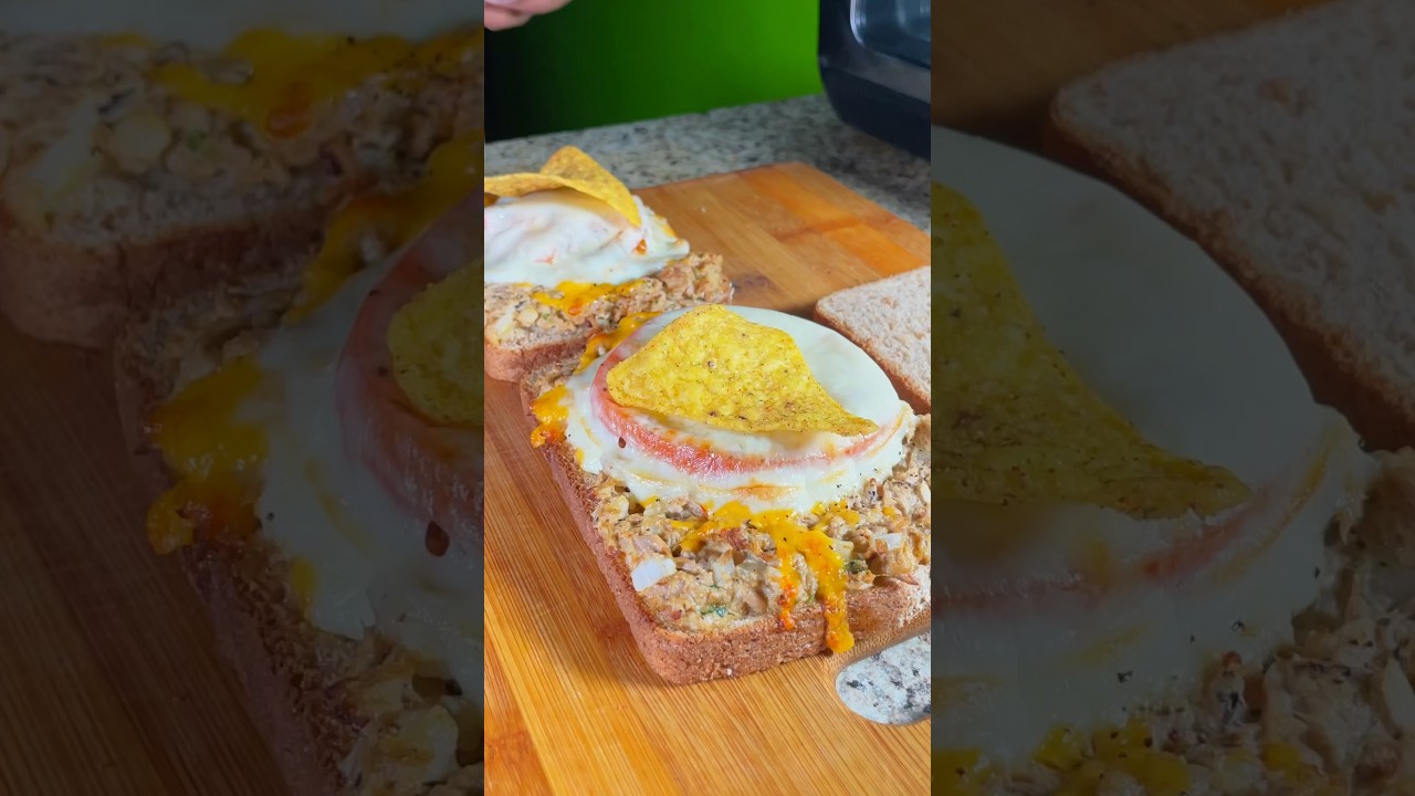 The Ultimate Gourmet Tuna Melt topped with Provolone Cheese & Doritos