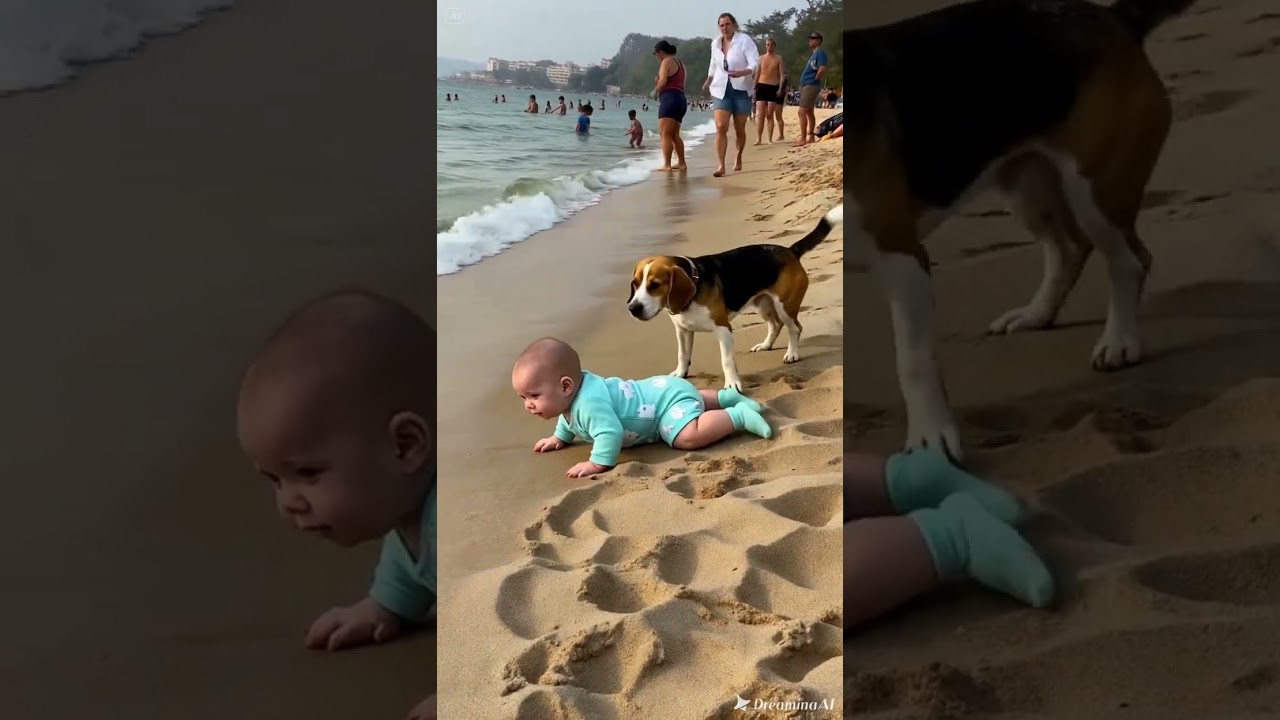 Dog Guardian Alerts on Busy Beach