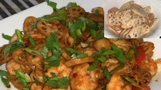 Spicy Lotus Root with Prawn | King Pao Shrimp | Beh with prawn | Easy and quick recipe 