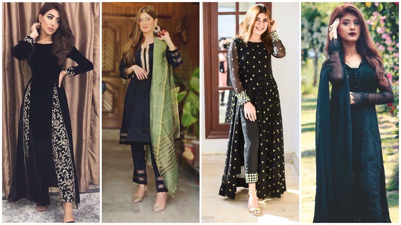 Only Black Colour Kurti Designs || 