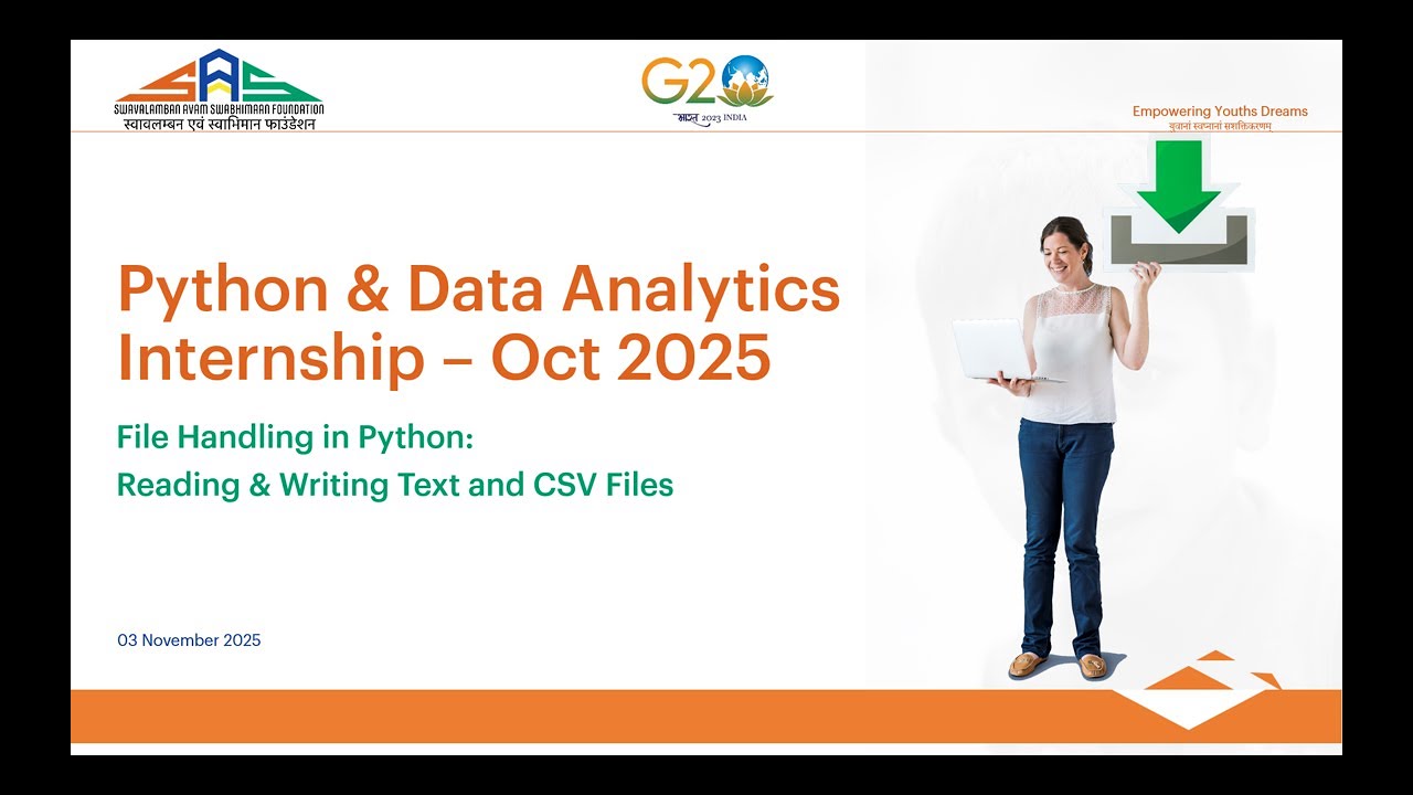 Python & Data Analytics Internship | Session 10: File Handling (read/write CSV & text) | SASF