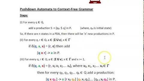 Example for Conversion of Pushdown Automata(PDA) to Context-free Grammar(CFG) -Theory of Computation