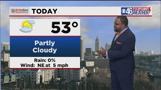 Partly cloudy, 50's in Atlanta Wednesday
