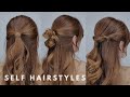 Self hairstyles:) 반묶음 예쁘게 묶는법 3가지 [유진쌤]