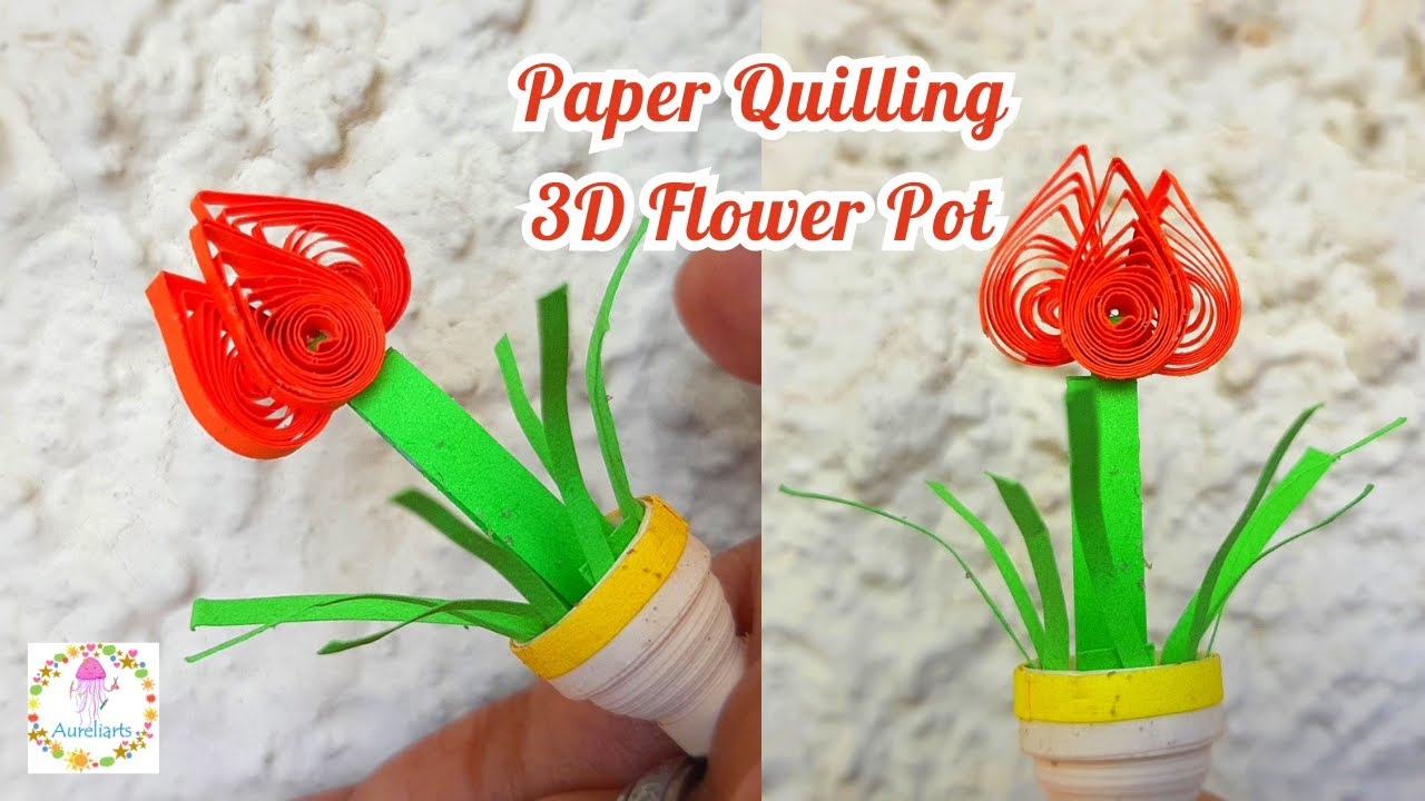 Paper Quilling Flower Pot How to make a 3D Paper Quilling Flower Pot
