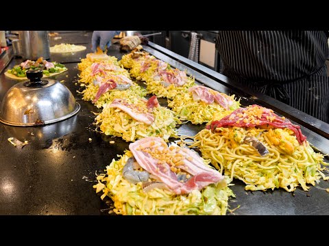 大阪）驚異的な超絶焼そばラッシュ！常連が殺到する大阪お好み焼き店の鮮やかな注文さばき丨Best Okonomiyaki in Osaka