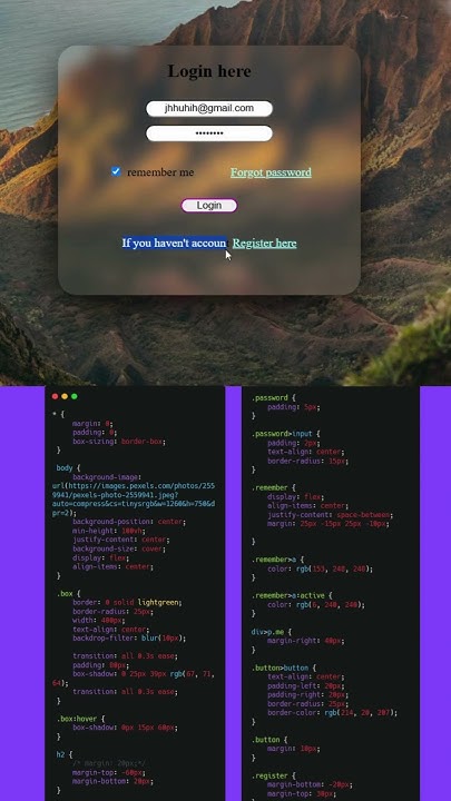 Clean Login Form Design | HTML CSS UI #shorts #css #html #ui - YouTube