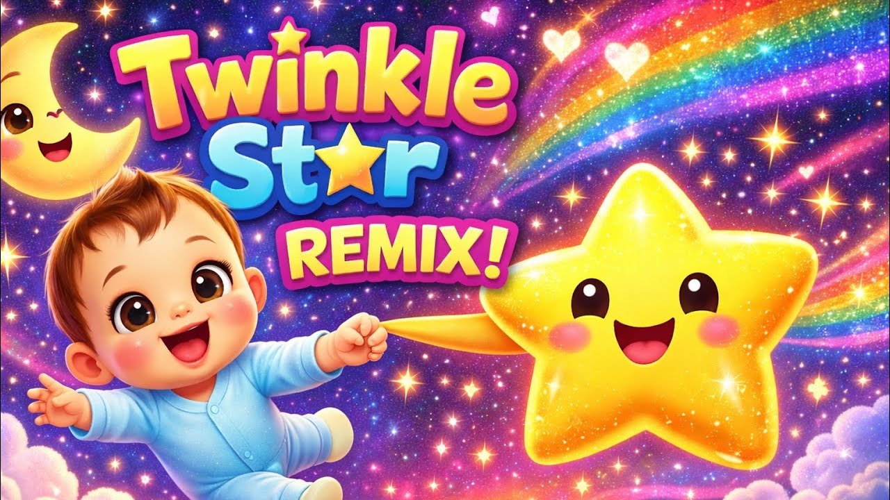 🌟 Twinkle Star Remix | Colorful Baby Animation | Kids Nursery Rhyme | Super Cute Song 🌟