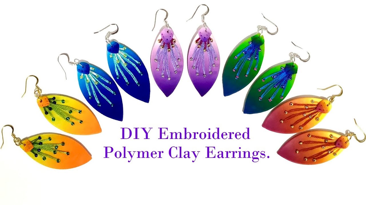 DIY Embroidered Polymer Clay Earrings, a Tutorial