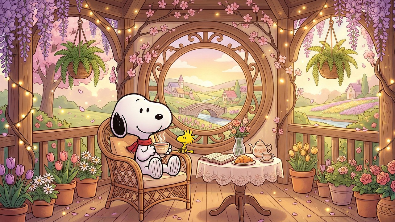 Весеннее чаепитие в компании Снупи 🌸🍵 | Нежный джаз для расслабления, отдыха и обретения внутренн...