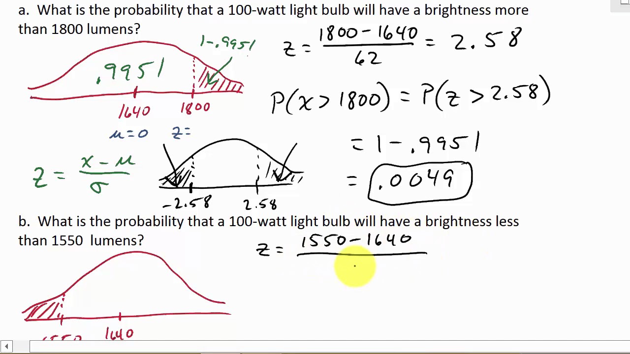 Normal Distribution Word Problems Youtube