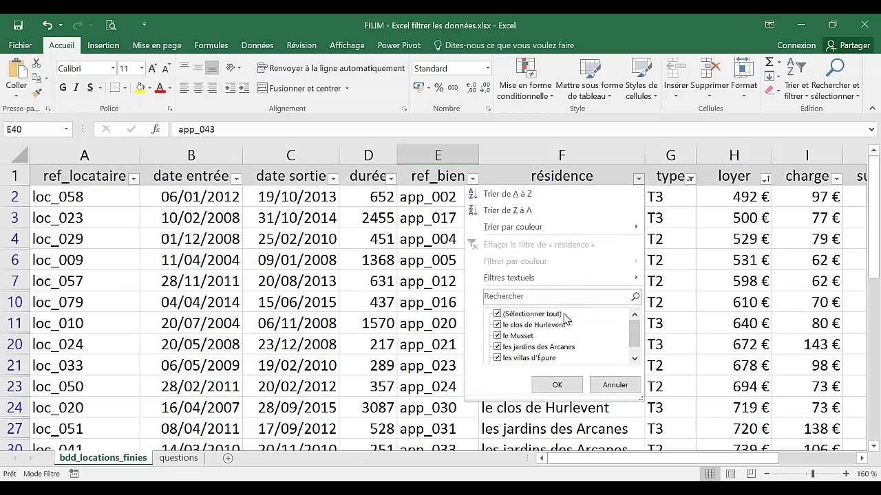 Excel - 1 Basique - Cours Filtrer les données - YouTube