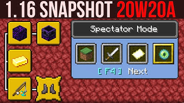 Minecraft 1.16 Snapshot 20w20a Game Mode Switcher & Advancement Overhaul!