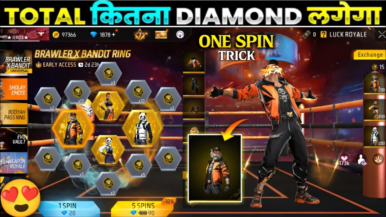 NEW BRAWLER X BANDIT RING EVENT FREE FIRE | NEW UNIVERSAL RING EVENT SPIN | FREE FIRE NEW EVENT