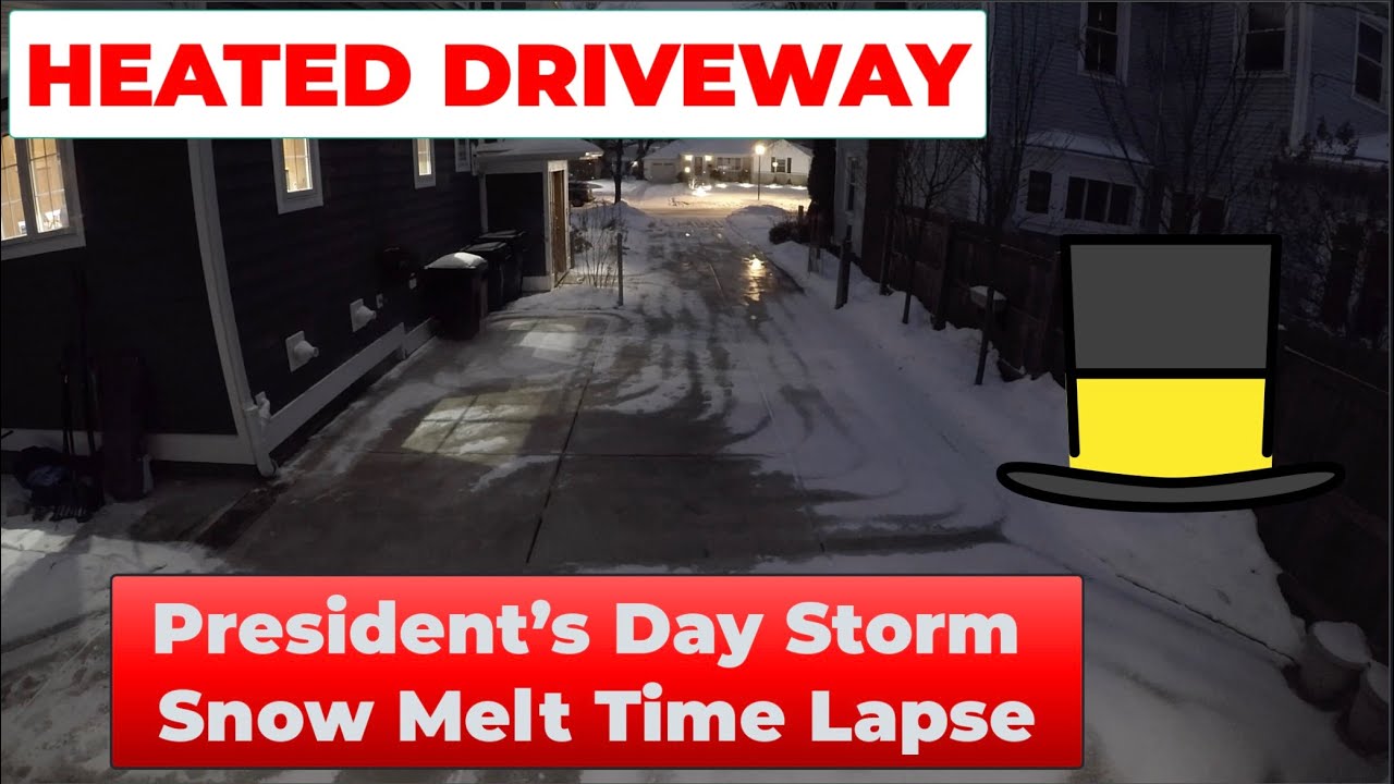 Heated Driveway Snow Melting Time Lapse: Presidents Day Snow Storm 2021 - Episode 60 [2-15-2021]