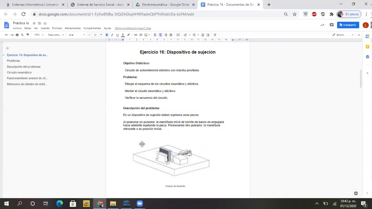Electroneumática Ejercicio 16: Dispositivo de sujeción.