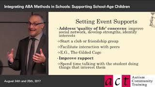 Integrating ABA Methods in Schools: Session 7 Part 3 - Categories of Support