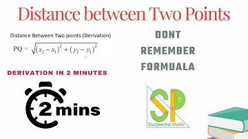 Distance between Two Points (x1,y1) and (x2,y2). Derivation in 2 minutes