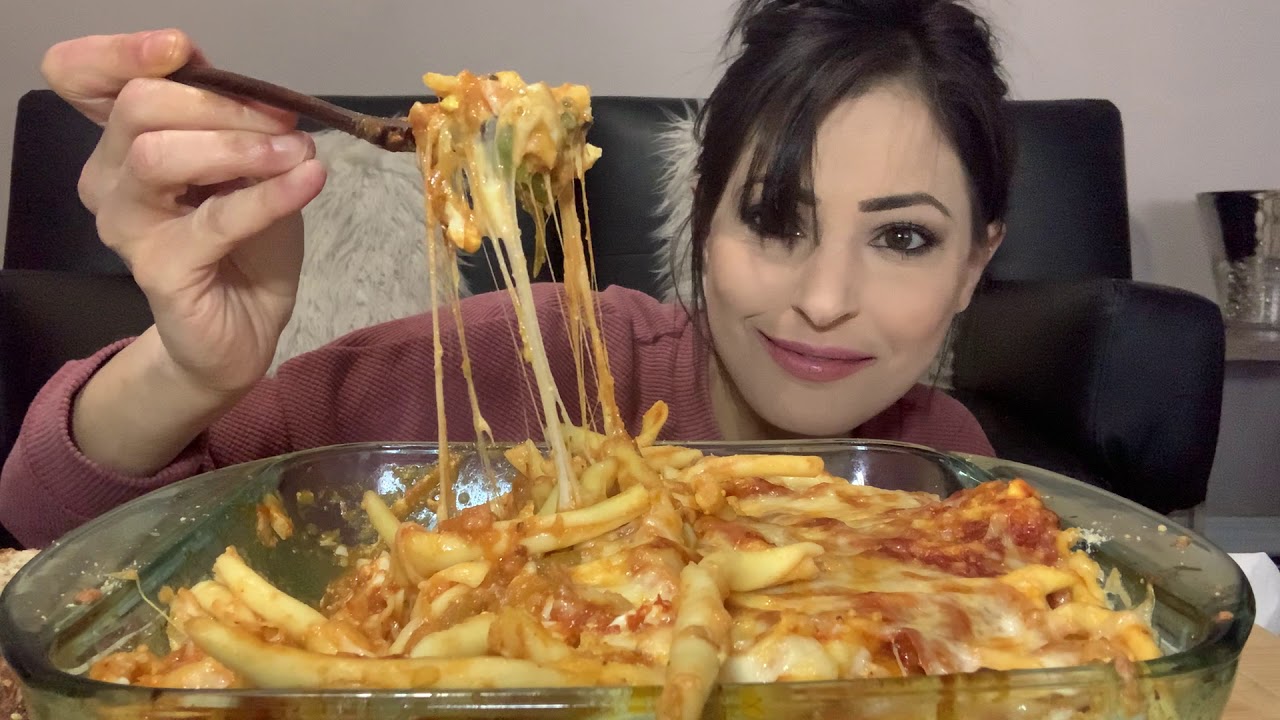 Cheesy Eggplant Parmesan Pasta | Mukbang (Eating Show)