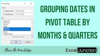 GROUPING DATES in PivotTable by Months & Quarters | ExcelJunction.com