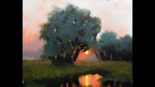 Loose oil painting technique for landscape sunsets