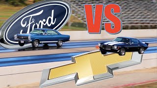 1966 Ford Fairlane GT drag racing 1970 Chevrolet Camaro SS PURE STOCK DRAG RACE  no commentary