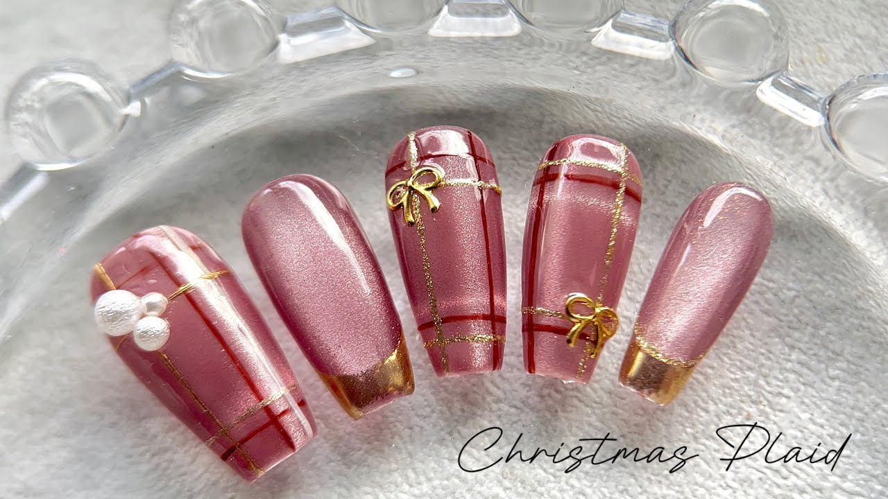 Luxury Holiday Nail Art | Red Gift Box Nails | Bow & Pearl Nail Art Tutorial (Step by Step)
