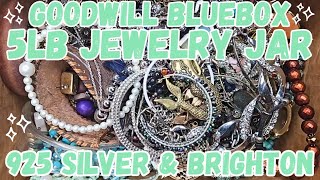 925 Silver & Givenchy 😍 Goodwill BlueBox 5lb Jewelry Jar Unboxing TN #jewelryunboxing #jewelryjar