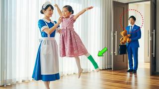 億万長者はいつもより早く屋敷に帰り、特別な娘と一緒に踊っている清掃員を見て、思わず息をのんだ。