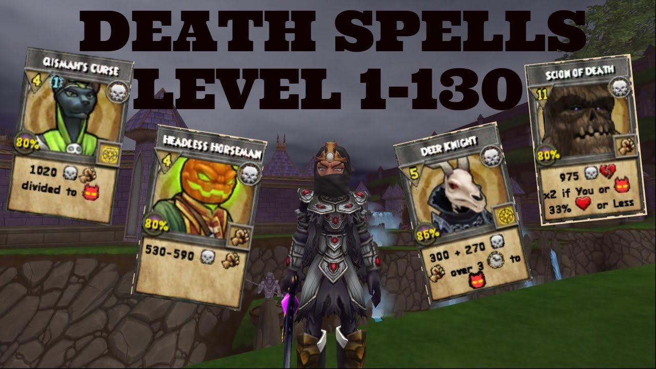 Wizard101 All Death Spells Level 1 130 Youtube