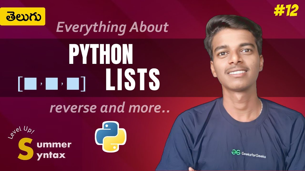 Python Lists in Telugu | Python Lists Tutorial for Beginners (Telugu ...