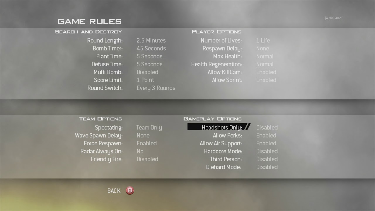 Modern Warfare 2 Alpha 482 Build Game Settings Part 4