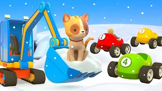 The kitten is in DANGER! Animals need help. Full episodes of Helper Cars cartoons for kids.