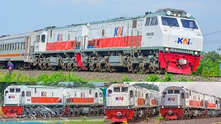 KERETA API DITARIK 2 LOKOMOTIF!! MESINNYA NYALA SEMUA! Kompilasi Lokomotif Double Traksi (Episode 4)