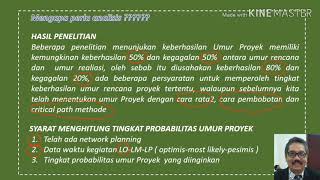 ANALISIS PROBABILITAS UMUR PROYEK