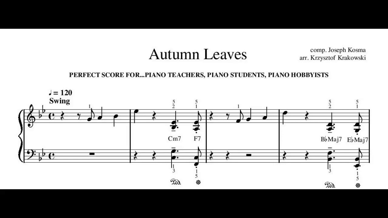 autumn leaves chords piano autumn leaves chords piano
