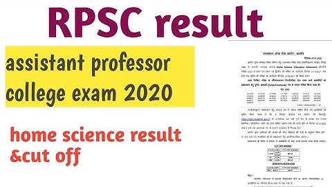 Rpsc assistant professor2020| home science result &cut off realised