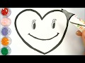 Glitter Smiling Face, Heart, Coloring Page for Kids Toddlers, Learn Colors | LOLOHA