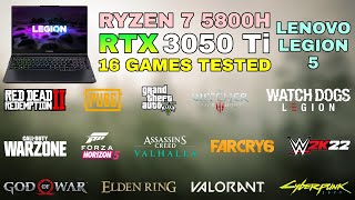 Lenovo Legion 5 - RTX 3050 Ti + Ryzen 7 5800H - Test in 16 Games in 2022